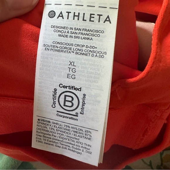 Athleta Conscious Crop D-DD+ bra flame orange - Picture 4 of 4